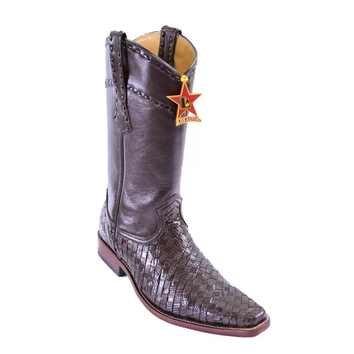 Los Altos Brown Genuine Basket Weave Lizard / Eel Square Toe Cowboy Boots 736107 3 Los Altos Brown Genuine Basket Weave Lizard / Eel Square Toe Cowboy Boots 736107