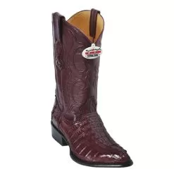 Los Altos Burgundy All-Over Genuine Crocodile Tail J-Toe Cowboy Boots 990106