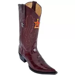 Los Altos Burgundy Eel 3X Toe W / Cowboy Heel Boots 95V0806