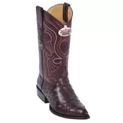Los Altos Burgundy Genuine All-Over Ostrich J-Toe Cowboy Boots 990306