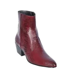 Los Altos Burgundy Genuine All-Over Ostrich Leg Dressy Boots With Zipper 630506