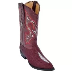 Los Altos Burgundy Genuine Stingray Single & Rowstone J-Toe Cowboy Boots 991206