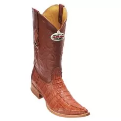 Los Altos Cognac All-Over Genuine Crocodile Tail 3X Toe Cowboy Boots 950103
