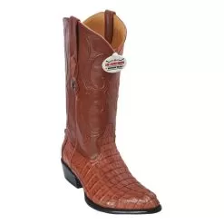 Los Altos Cognac All-Over Genuine Crocodile Tail J-Toe Cowboy Boots 990103