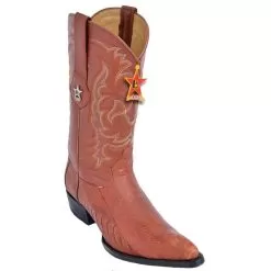 Los Altos Cognac All-Over Grasso Ostrich Leg J-Toe Cowboy Boots 98G0503
