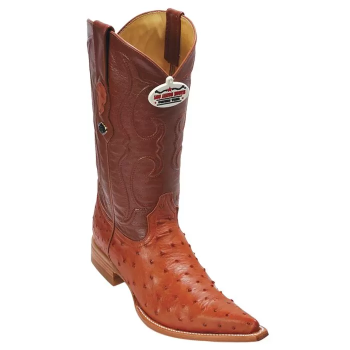 Los Altos Cognac Genuine All-Over Ostrich 3X Toe Cowboy Boots 950303 3 Los Altos Cognac Genuine All-Over Ostrich 3X Toe Cowboy Boots 950303
