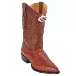 Los Altos Cognac Genuine All-Over Ostrich J-Toe Cowboy Boots 990303