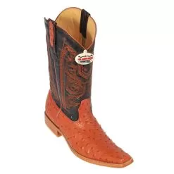 Los Altos Cognac Genuine All-Over Ostrich Square Toe Cowboy Boots 710303