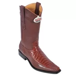 Los Altos Cognac Genuine Crocodile Belly With Deer Square Toe Cowboy Boots 778203