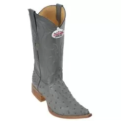 Los Altos Grey Genuine All-Over Ostrich 3X Toe Cowboy Boots 950309
