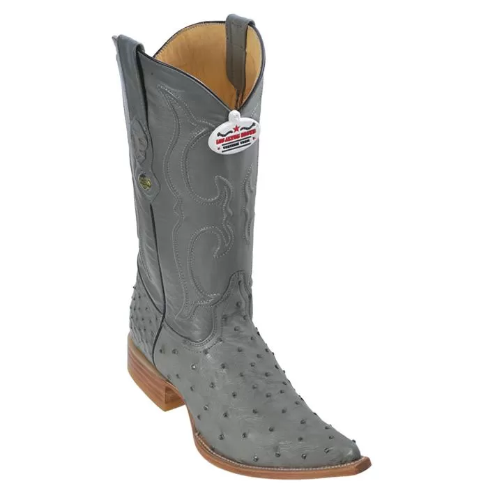 Los Altos Grey Genuine All-Over Ostrich 3X Toe Cowboy Boots 950309 3 Los Altos Grey Genuine All-Over Ostrich 3X Toe Cowboy Boots 950309