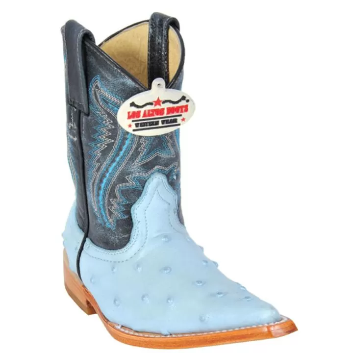 Los Altos Kid's Baby Blue All-Over Ostrich Print 3X Toe Cowboy Boots 3450319 3 Los Altos Kid's Baby Blue All-Over Ostrich Print 3X Toe Cowboy Boots 3450319