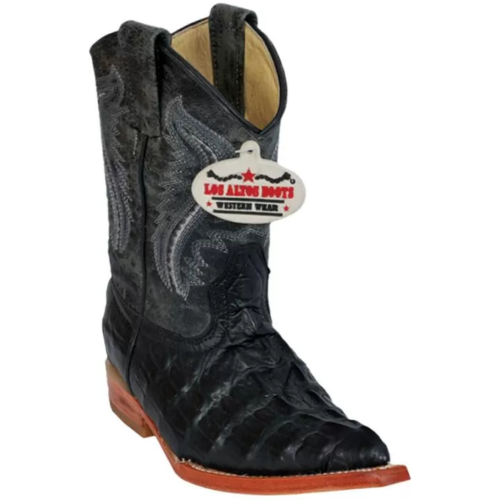 Los Altos Kid's Black All-Over Alligator Tail Prints 3X Toe Cowboy Boots 3450105 3 Los Altos Kid's Black All-Over Alligator Tail Prints 3X Toe Cowboy Boots 3450105