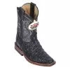 Los Altos Kid's Black Genuine Crocodile Square Toe Cowboy Boots 431705