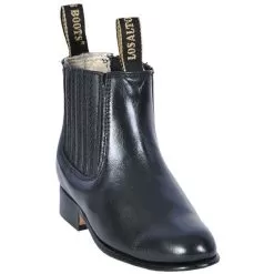 Los Altos Kid's Black Genuine Deer Charro Short Boots 418305