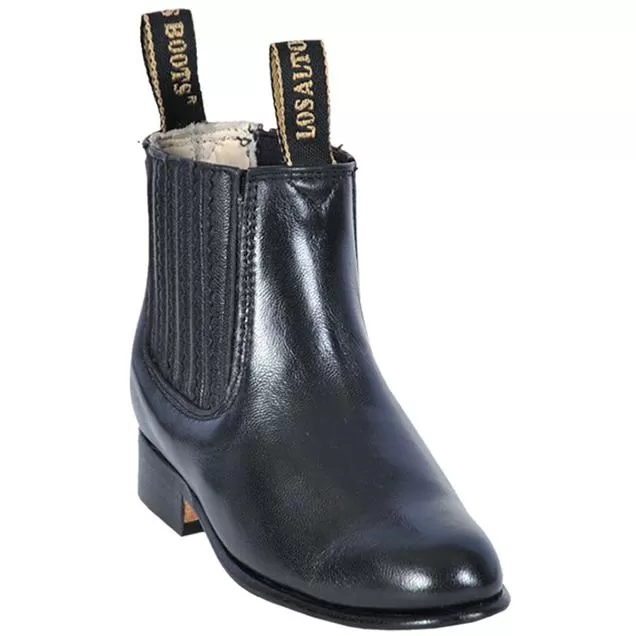Los Altos Kid's Black Genuine Deer Charro Short Boots 418305 3 Los Altos Kid's Black Genuine Deer Charro Short Boots 418305