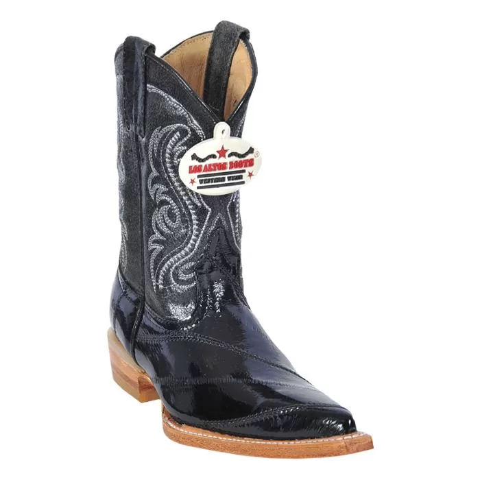 Los Altos Kid's Black Genuine Eel 3X Toe Cowboy Boots 450805 3 Los Altos Kid's Black Genuine Eel 3X Toe Cowboy Boots 450805