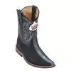 Los Altos Kid's Black Genuine Stingray Rowstone Finish Square Toe Cowboy Boots 436005