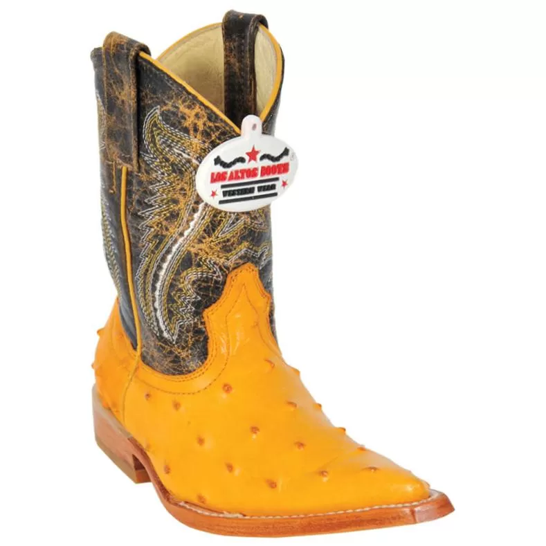 Los Altos Kid's Buttercup All-Over Ostrich Print 3X Toe Cowboy Boots 3450302 3 Los Altos Kid's Buttercup All-Over Ostrich Print 3X Toe Cowboy Boots 3450302