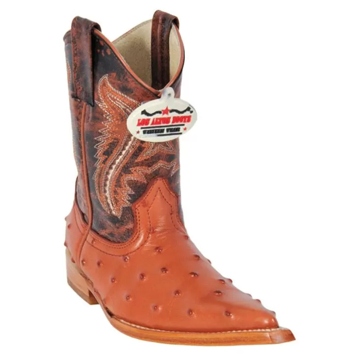 Los Altos Kid's Cognac All-Over Ostrich Print 3X Toe Cowboy Boots 3450303 2 Los Altos Kid's Cognac All-Over Ostrich Print 3X Toe Cowboy Boots 3450303