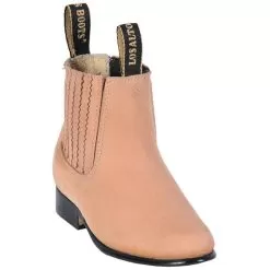 Los Altos Kid's Oryx Genuine Suede Charro Short Boots 416311