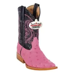 Los Altos Kid's Pink Genuine Ostrich 3X Toe Cowboy Boots 450325
