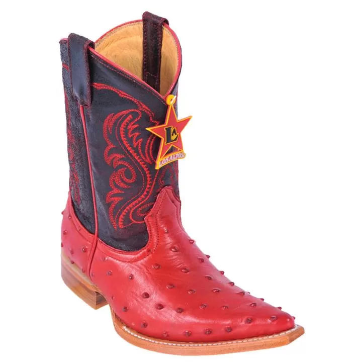 Los Altos Kid's Red All-Over Ostrich Print 3X Toe Cowboy Boots 3450312 3 Los Altos Kid's Red All-Over Ostrich Print 3X Toe Cowboy Boots 3450312