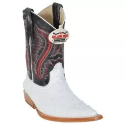 Los Altos Kid's White All-Over Ostrich Print 3X Toe Cowboy Boots 3450328