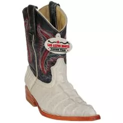 Los Altos Kid's Winterwhite All-Over Alligator Tail Prints 3X Toe Cowboy Boots 3450104