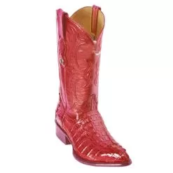 Los Altos Red All-Over Genuine Crocodile Tail J-Toe Cowboy Boots 990112