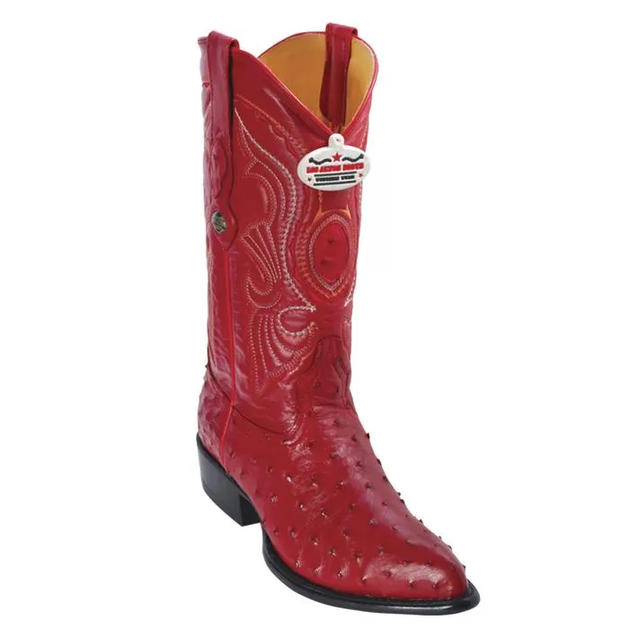 Los Altos Red Genuine All-Over Ostrich J-Toe Cowboy Boots 990312 3 Los Altos Red Genuine All-Over Ostrich J-Toe Cowboy Boots 990312