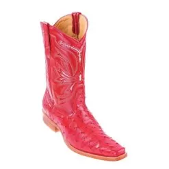 Los Altos Red Genuine All-Over Ostrich Square Toe Cowboy Boots 710312