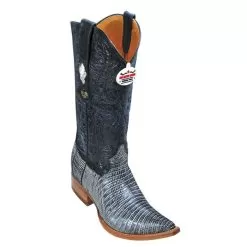 Los Altos Rustic Black Genuine All-Over Lizard Teju 3X Toe Cowboy Boots 950781