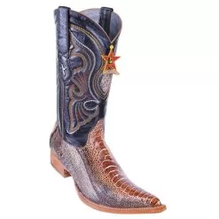 Los Altos Rustic Cognac Genuine Ostrich Leg 3X Toe Cowboy Boots 950588
