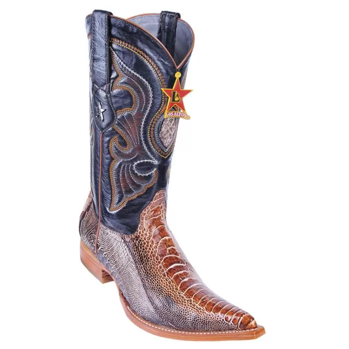 Los Altos Rustic Cognac Genuine Ostrich Leg 3X Toe Cowboy Boots 950588 3 Los Altos Rustic Cognac Genuine Ostrich Leg 3X Toe Cowboy Boots 950588