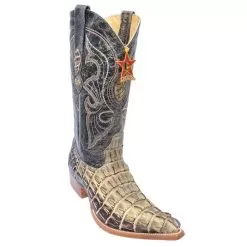 Los Altos Rustic Green All-Over Genuine Crocodile Tail 3X Toe Cowboy Boots 950145