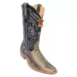 Los Altos Rustic Green Genuine All-Over Ostrich Leg Square Toe Cowboy Boots 710545