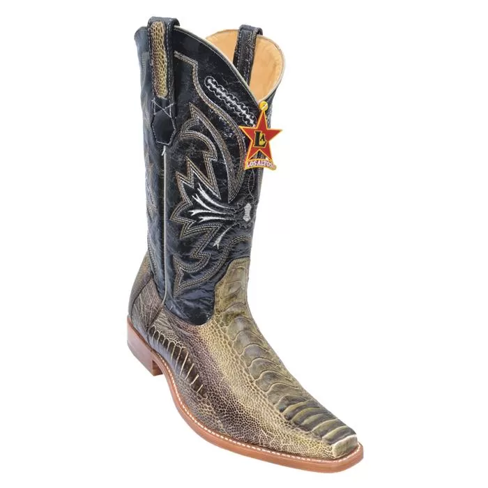 Los Altos Rustic Green Genuine All-Over Ostrich Leg Square Toe Cowboy Boots 710545 3 Los Altos Rustic Green Genuine All-Over Ostrich Leg Square Toe Cowboy Boots 710545