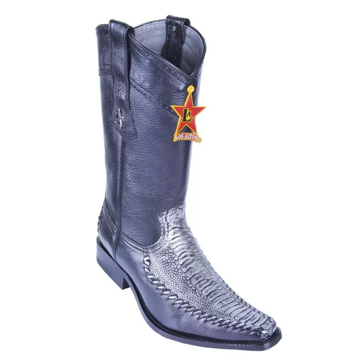 Los Altos Silver Genuine Ostrich Leg With Deer Square Toe Cowboy Boots 770536 3 Los Altos Silver Genuine Ostrich Leg With Deer Square Toe Cowboy Boots 770536
