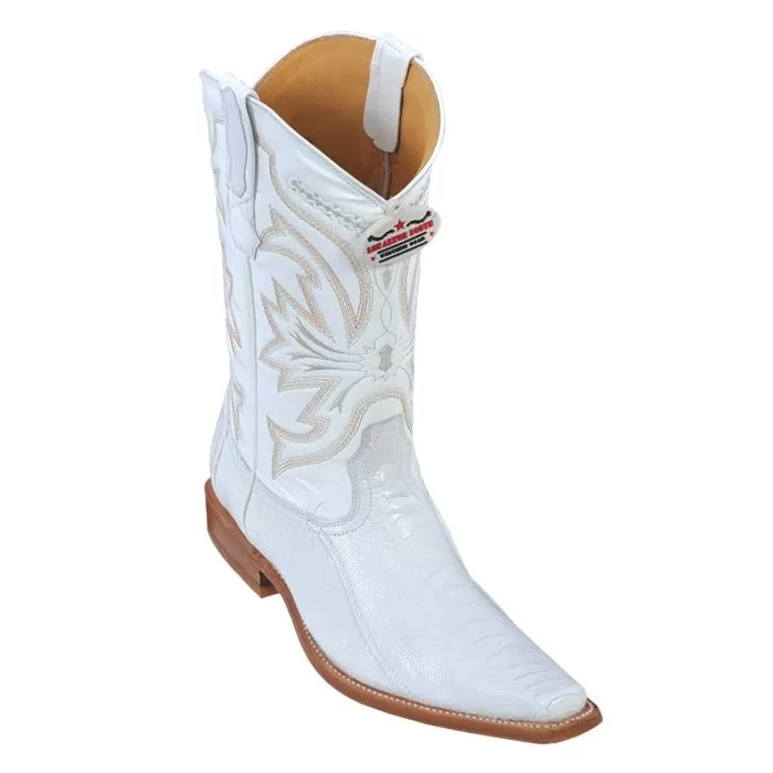 Los Altos White Genuine All-Over Ostrich Leg Square Toe Cowboy Boots 710528 3 Los Altos White Genuine All-Over Ostrich Leg Square Toe Cowboy Boots 710528