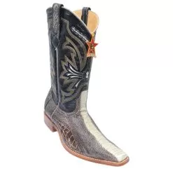 Los Altos Winterwhite Brown Genuine All-Over Ostrich Leg Square Toe Cowboy Boots 710577