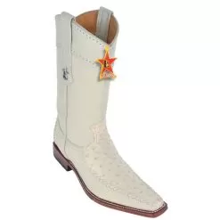 Los Altos WinterWhite Genuine Ostrich With Deer Square Toe Cowboy Boots 770304