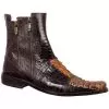 Mauri 2230 "Cosmo" Dark Brown / Gold Genuine Hornback Crocodile / Ostrich Leg Leather Boots With Zippers -Winter Boot Store mauri 2230 cosmo dark brown gold genuine hornback crocodile ostrich leg leather boots with zippers 5383