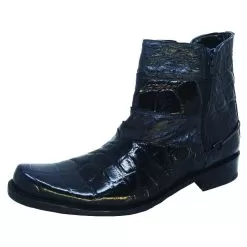 Mauri "2906" Black Genuine Ostrich / Body Alligator Boots