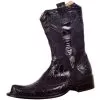 Mauri 44158 "Chatelet" Wonder Blue Alligator/Ostrich Leg/Suede Boots With Silver Mauri Alligator Head On Side -Winter Boot Store mauri 44158 chatelet wonder blue alligator ostrich leg suede boots with silver mauri alligator head on side 5379