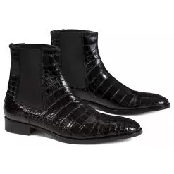 Mauri "4795/1" Black Genuine Baby Alligator Dressy Boots.