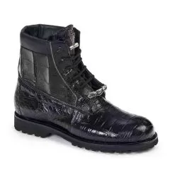 Mauri ''4884'' Black Genuine Body Alligator / Baby Crocodile Hand Painted Boots.