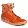 Mauri 6129 Orange Genuine Baby Crocodile / Calf Hand Painted Leather Wrap Sole Boots.