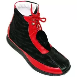 Mauri 8725 Red/Black Genuine Alligator / Nappa Leather / Mauri Embossed Velour Boots With Velour Alligator Head
