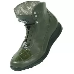 Mauri 8911 Money Green Genuine Alligator / Nappa Boots With Mauri Silver Alligator Head